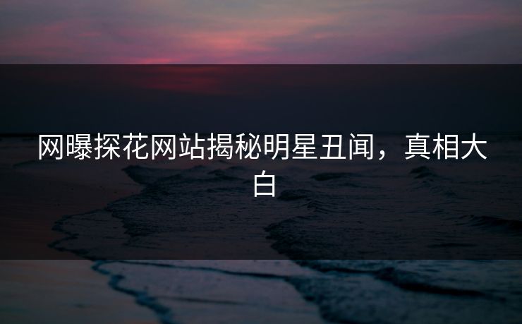 网曝探花网站揭秘明星丑闻，真相大白