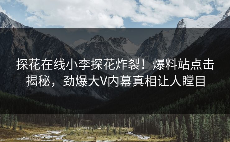 探花在线小李探花炸裂！爆料站点击揭秘，劲爆大V内幕真相让人瞠目  第1张