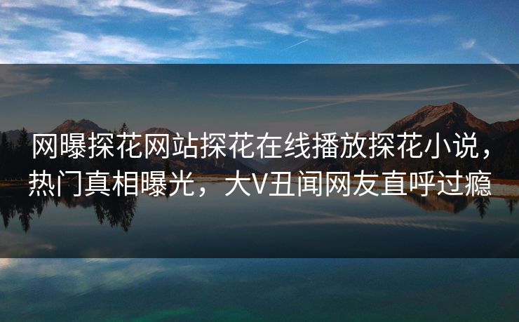 网曝探花网站探花在线播放探花小说，热门真相曝光，大V丑闻网友直呼过瘾