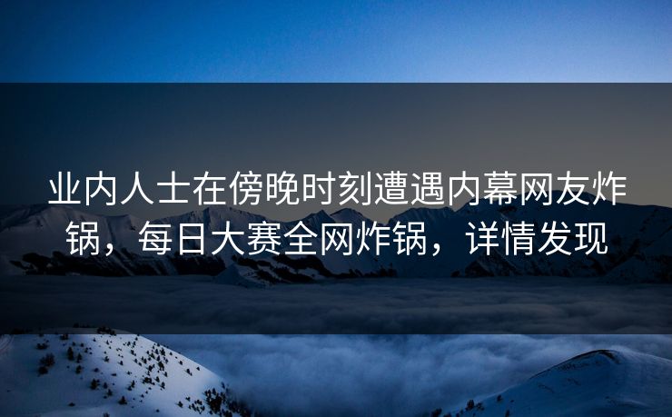 业内人士在傍晚时刻遭遇内幕网友炸锅，每日大赛全网炸锅，详情发现  第1张
