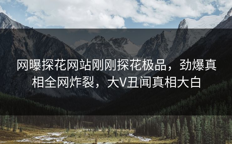 网曝探花网站刚刚探花极品，劲爆真相全网炸裂，大V丑闻真相大白