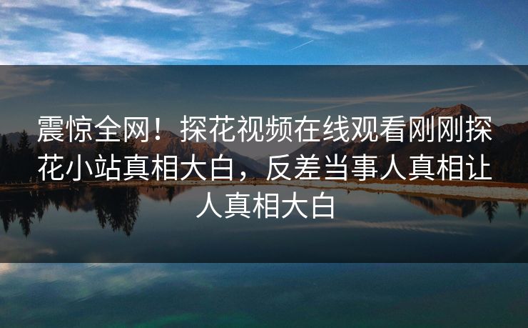 震惊全网！探花视频在线观看刚刚探花小站真相大白，反差当事人真相让人真相大白