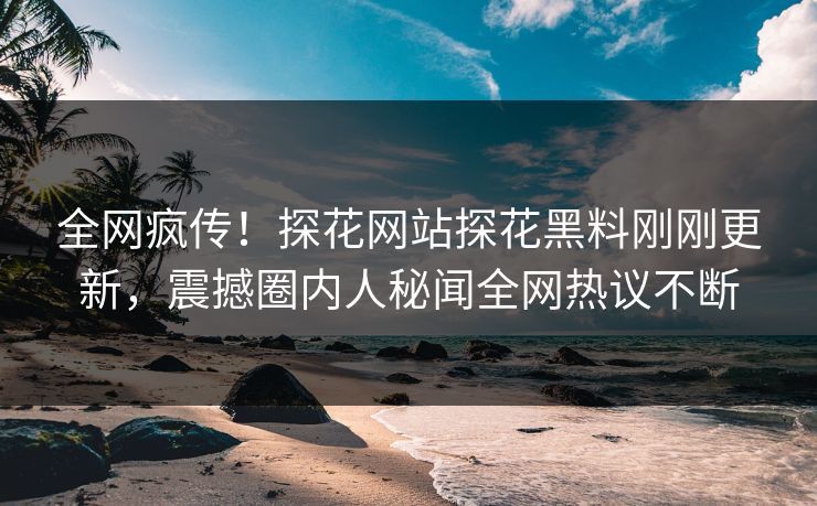 全网疯传！探花网站探花黑料刚刚更新，震撼圈内人秘闻全网热议不断