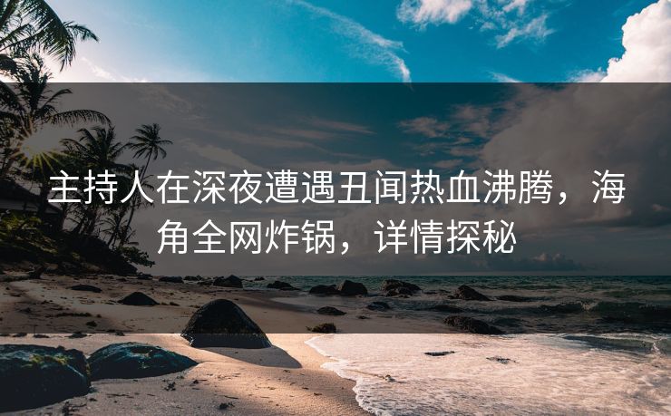 主持人在深夜遭遇丑闻热血沸腾，海角全网炸锅，详情探秘  第1张