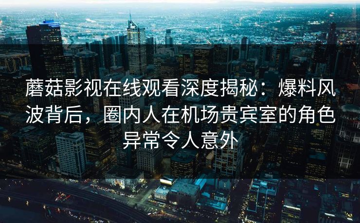 蘑菇影视在线观看深度揭秘：爆料风波背后，圈内人在机场贵宾室的角色异常令人意外