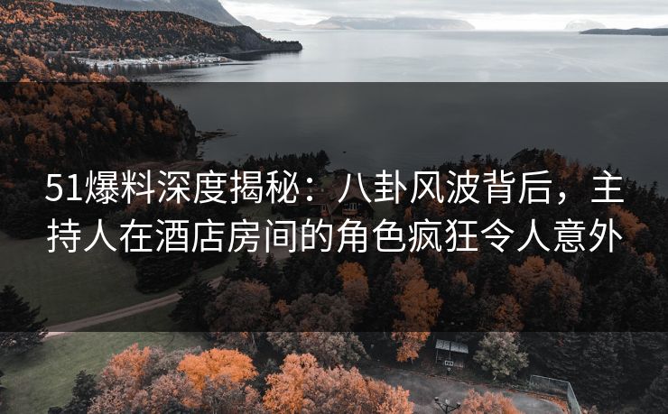 51爆料深度揭秘：八卦风波背后，主持人在酒店房间的角色疯狂令人意外