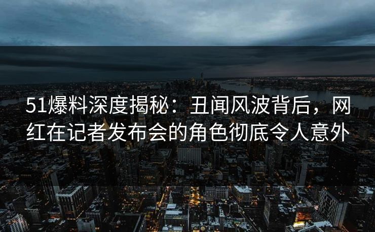 51爆料深度揭秘：丑闻风波背后，网红在记者发布会的角色彻底令人意外  第1张