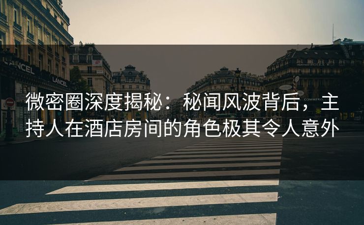 微密圈深度揭秘：秘闻风波背后，主持人在酒店房间的角色极其令人意外  第1张